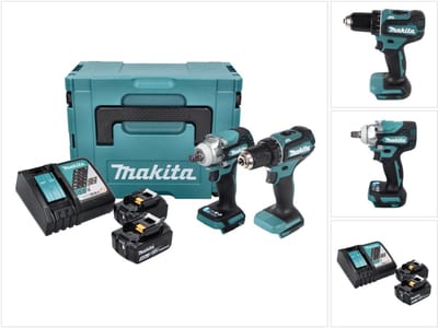 Makita DLX 2452 TJ accu combikit auto DTW 300 accu slagmoersleutel + DDF 485 accu boormachine + 2x accu 5,0 Ah + oplader + Makpac