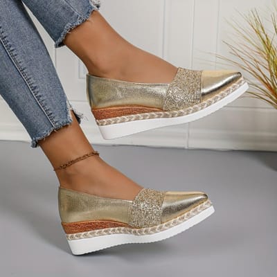 Nieuwe Dames Sneakers Hoge Hakken Schoenen Puntige Neus Comfortabele Schoenen Dames Ondiepe Mond Klompen Wedge Platform Dames Sneakers 38 brown