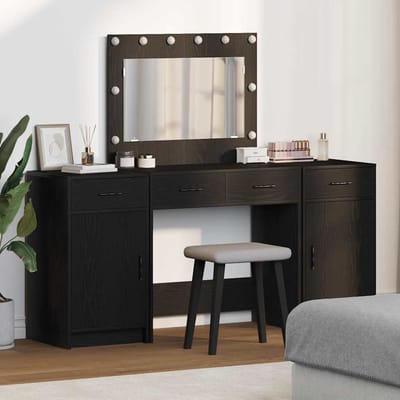 vidaXL - Kaptafel - 3 - st - Zwart - 78,5 - x - 41 - x - 135 - cm - Bewerkt - hout