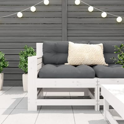 vidaXL - Tuinbank - met - armleuning - en - kussen - massief - grenenhout - wit