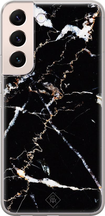 Casimoda® hoesje - Geschikt voor Samsung S22 Plus - Marmer Zwart - Backcover - Siliconen/TPU - Zwart