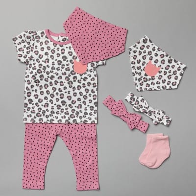 Lily & Jack - 7-delige set - panterprint - maat 12-18 M - maat 80/86