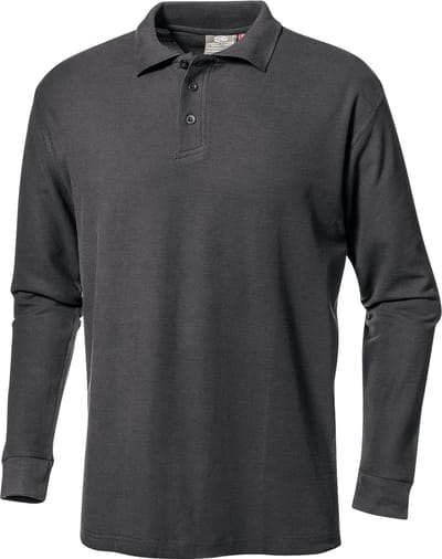 SIR SAFETY PIQUET POLO LONG SLEEVE Lange mouw Werkpolo HEREN Grijs Zwart - 100% Katoen - 200 g/m² - Kleurvast