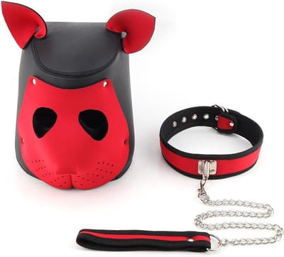 Nooitmeersaai - Neopreen muizenmasker met halsband - rood