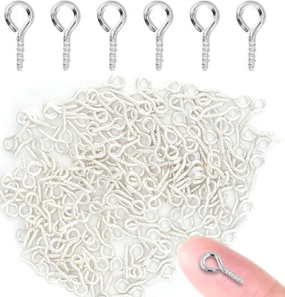 200 stuks kleine schroeven, mini-oogspelden, haken, oogjes, schroefhaken, schroefhaken, schroefbeugelbevindingen voor het maken van sieraden hangers (zilver)
