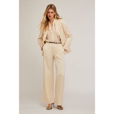 Motivi Satin Palazzo Trousers Beige Maat: 32 | Pantalons Outlet | Dames | Beige