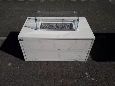 Vuurtafel Boxxx Terrasverwarmer White Wash steigerhout 60x100x50cm