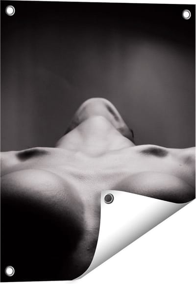Gards Tuinposter Vrouwen Borsten - Erotiek - Zwart Wit - 40x50 cm - Tuindoek - Tuindecoratie - Wanddecoratie buiten - Tuinschilderij