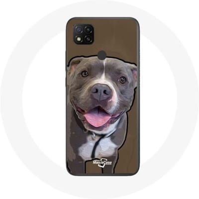 Xiaomi Redmi 9C hoesje Pitbull Dog Wit Grijs