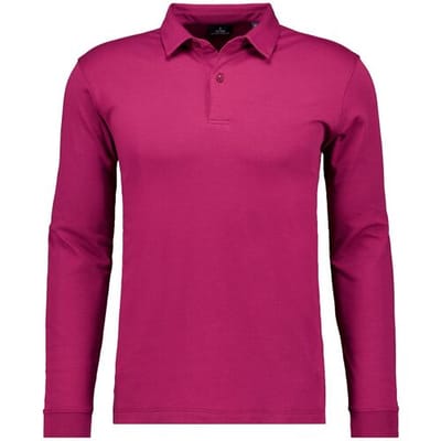Ragman Polo Long Sleeve Uni Cotton Berry / male