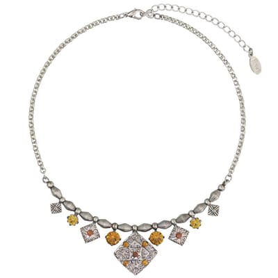 Behave Vintage ketting met stenen - 38 + 7 cm - bruin