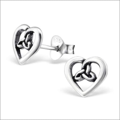 Aramat Jewels | Oorbellen | Zilveren Keltische Oorbellen Celtic Knot – 925 Zilver | Hart-8x7mm | |7mm | Zilver | Kinderen, Volwassenen | Verkleurd niet