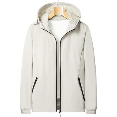 Veste mince monocouche printemps et automne pour hommes Veste de travail pour hommes Veste à capuche pour hommes Veste coupe-vent slim pour hommes Veste d'extérieur pour hommes 5XL white