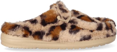 HEYDUDE - Wendy Slipper Leo Fur Dames Pantoffels Tan/Multi - Maat 36