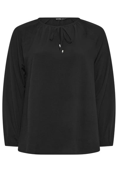 Yours Zwarte Zigeunerblouse Met Lange Mouwen Size 42