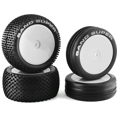 Voiture tout-terrain télécommandée blanche Pneus 82 et 87 mm 4 pièces Remplacement pour XRAY XB2 Serpent SRX2 SRX4 DT02 1/10 Roue de voiture télécommandée blanc