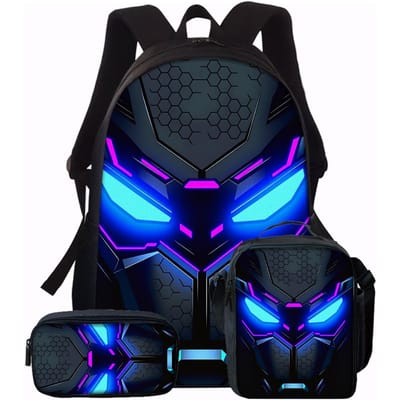 1/2/3/4/5 stuks Cyberpunk Stijl Robot Patroon Rugzak Set Lichtgewicht Dagelijkse Grote Capaciteit Schooltas Reistas Kinderen Perfect Cadeau