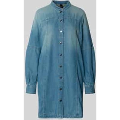 Knie-lange denimjurk met Opstaande kraag