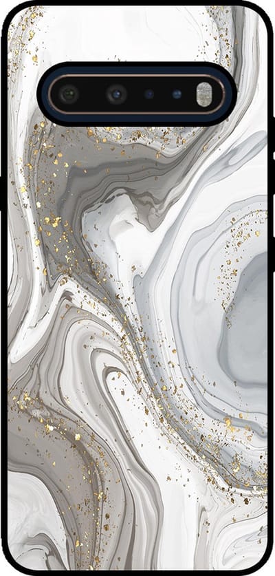 Smartphonica Telefoonhoesje Geschikt voor LG V60 met marmer opdruk - TPU backcover case marble design - Zilver geschikt voor LG V60
