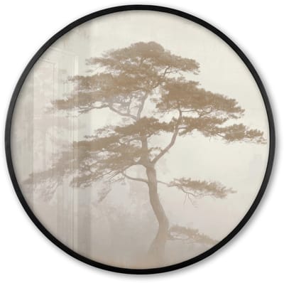 Poster in lijst Rond - Fotolijst 60x60 cm - Posters - Boom - Oosterse stijl - Landschap - Ronde posterlijst zwart - Decoratie - Wanddecoratie woonkamer - Muurdecoratie slaapkamer