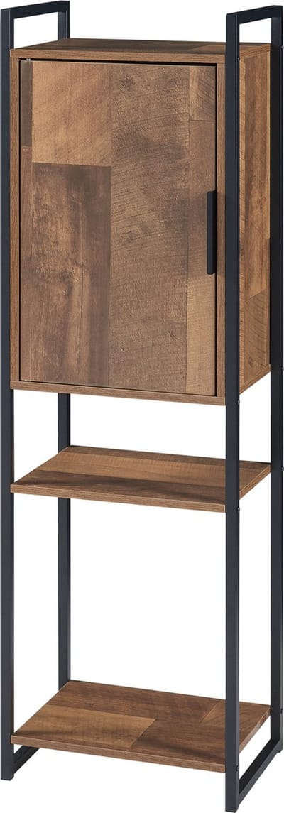 Badkamerkast Namsskogan kolomkast 115x35x25 cm walnootkleurig en zwart [en.casa]