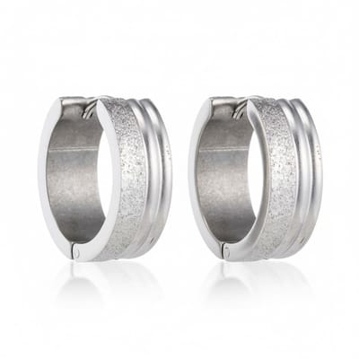 Aramat Jewels | Oorringen | RVS Oorringen met Duo Afwerking Mat en Glans Zilverkleur 20mm | | | |7mm | Staal | Volwassenen | Verkleurd niet