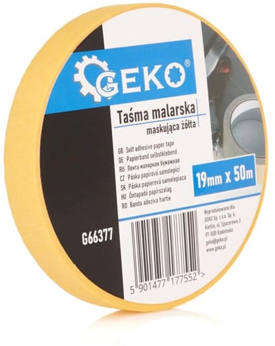 GEKO Gele schilderstape - 19 mm breed - 50 m lang - Precieze afwerking - Gemakkelijk te verwijderen
