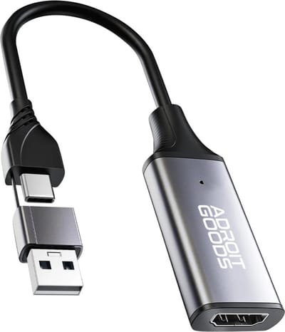 AdroitGoods HD Capture Card - HDMI naar USB-A / USB-A - Video Capture - Cam link - Video grabber - Streamen