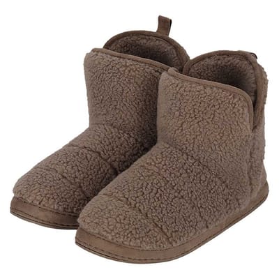 Hoge Sloffen - Heren  - Teddy wol - Taupe - Taupe / 41/42