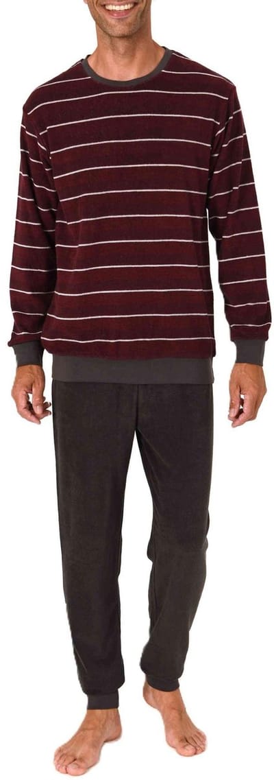 Heren pyjama in badstof met manchetten in een stijlvolle blokstreep-look - ook in oversize