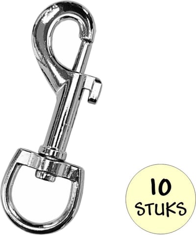 Fako Bijoux - Musketonhaak - Karabijnhaak - Sleutelhanger - Musketon Haak - Karabijn Sluiting - 82x29mm - Zilverkleurig - 10 Stuks