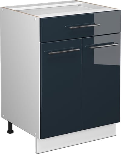 Vicco Fame-Line Keukenkasten – 60 cm met lade, WB Marmer Donkerblauw hoogglans