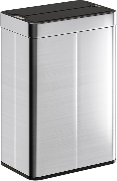Prullenbak 1 vakken - Afvalscheiding - 55 L inhoud - Duo pedaalemmer Zwart - Afvalemmer 55 Liter - Recycle Afvalbak - Afvalscheidingsprullenbak - Hygiënisch Afval Scheiden - Keuken Vuilbak - Kantoor Prullenbakk - Zwart + Zilver