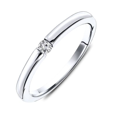 Miore Pure Ring Dames - 14 Karaat Witgoud - Met Diamanten - Handgemaakt - Maat 52