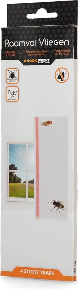 Knock Pest Control Raamval 1 stuk - Ongedierteval - 20,5 x 7 cm - voor Vliegen - Fruitvliegen - Huisvliegen - Vliegenval