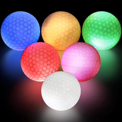 Kleurrijke lichtgevende golfballen, 6 stuks, ideaal voor nachttraining, oplichtende golfballen, LED golfaccessoires, flashing golfballen