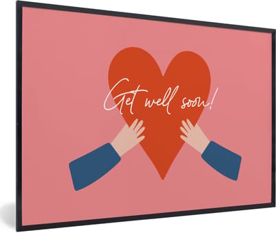 Fotolijst incl. Poster - Sterkte - Quotes - Roze - Hand - 60x40 cm - Posterlijst