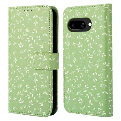 imoshion Hoesje - Geschikt voor Google Pixel 9a - Design Bookcase smartphone - Green Flowers