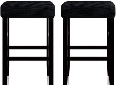 Rechthoekige krukhoezen - Set van 2 - Meubels beschermen - Super stretch stof - 14-20 inch - Zwart