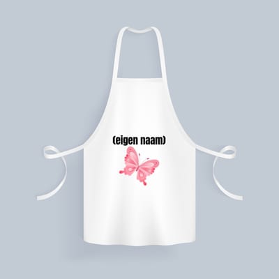 Akyol - roze vlinder met eigen naam Keukenschort - Vlinder - dieren liefhebber - iemand die houdt van vlinders - verjaardag - cadeau - kado - geschenk - 82 bij 71 cm