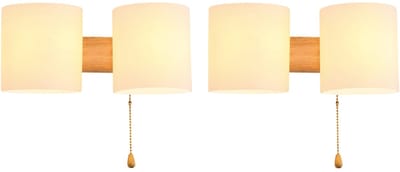 2 Stuks Wandlamp Binnen Glazen Wandlampje Vintage Dubbele Lampenkap voor Kinderkamer Woonkamer Eetkamer
