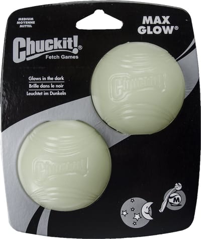 Chuckit! Max Glow in the Dark - Honden Bal - Honden Speelgoed Apporteren - 6 cm - 2 stuks