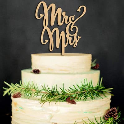 Allecto - Mr & Mrs taarttoppers - Houten taartdecoratie - Retro design - Perfect voor bruiloften - Huwelijkscadeau - Jubileumtaart