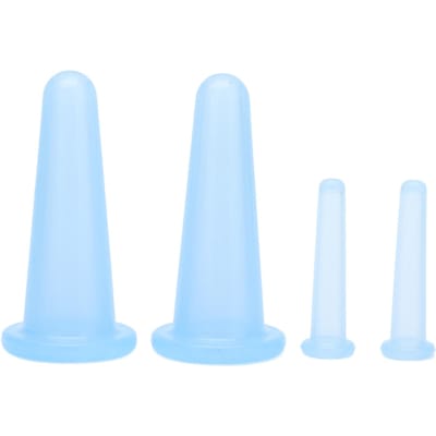 4 stuks Cupping Set Massage Therapie Bekers Handig Praktisch Compact Lichtgewicht Zacht Flexibel blauw