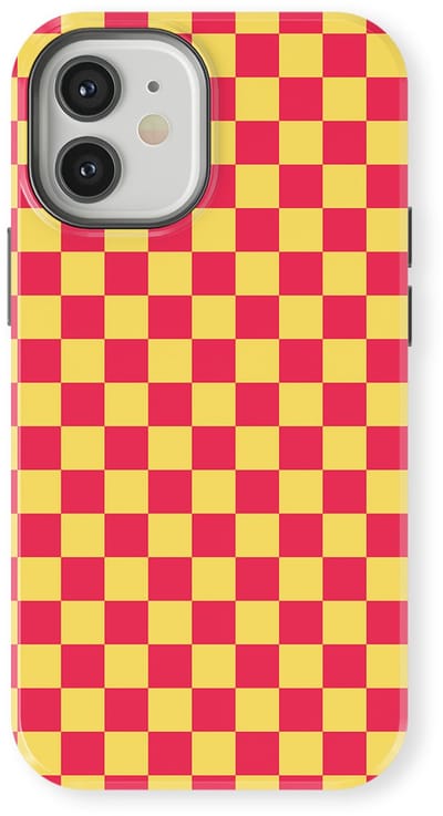 Design Hoesje geschikt voor iPhone 12 Mini | Geschikt Voor Mag | Tiny Squares Checkered Print | Backcover geschikt voor iPhone 12 Mini Cherry Checker