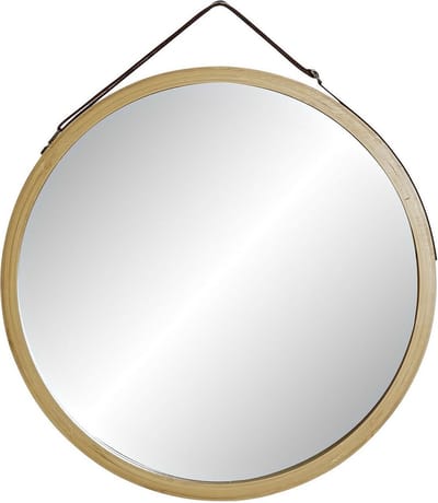ITEM Spiegel / wandspiegel - bamboe buitenkant - rond - D38 cm - badkamer / hal