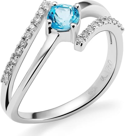 Orphelia RD-3259/58 - Ring - 18 Karaat Witgoud - Diamant 0.15 ct / Topaas 0.50 ct