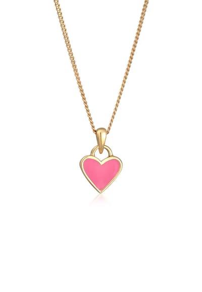 Elli - Halsketting - Dames Hart Hanger Liefde met Emaille rood in 925 Sterling Zilver Verguld - Dames