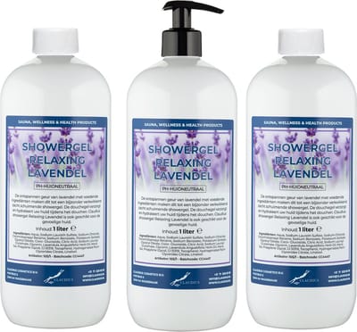 Claudius Douchegel Relaxing Lavendel 1 liter - set van 3 stuks - met gratis pomp - Showergel