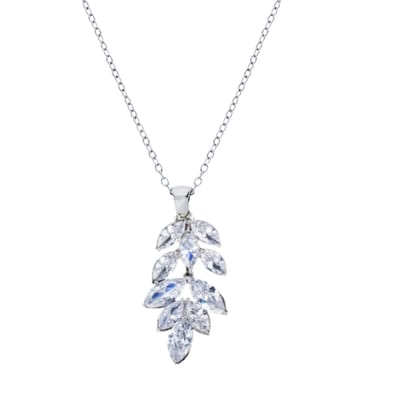 Ketting -Zilver Zirkonia -zilverkleur -blad- 45 cm- Charme Bijoux